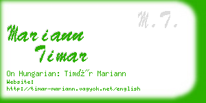 mariann timar business card